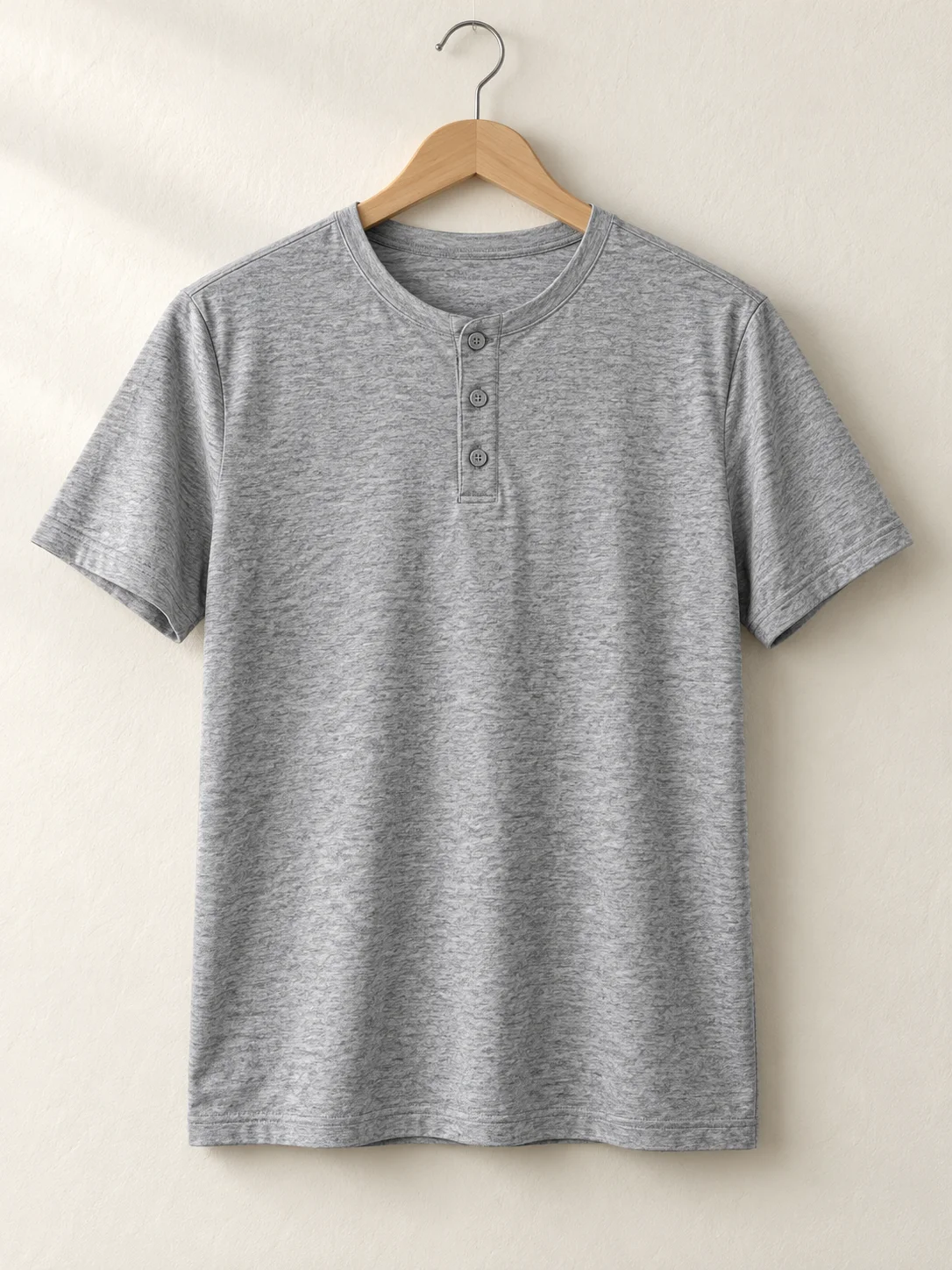 Áo thun Henley Xám Melange màu xám melange